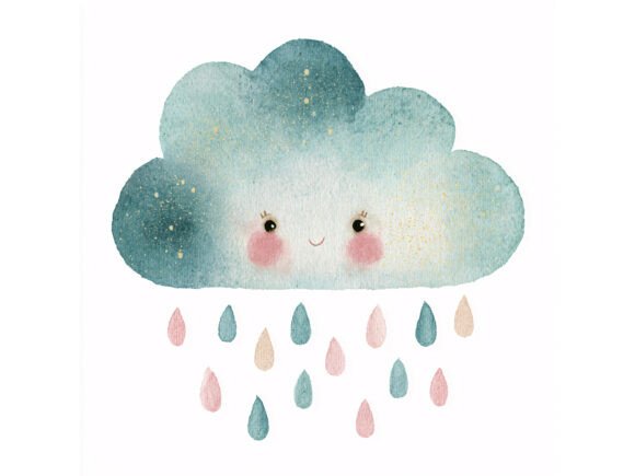 10 JPG Cute Rain Cloud Nursery Set