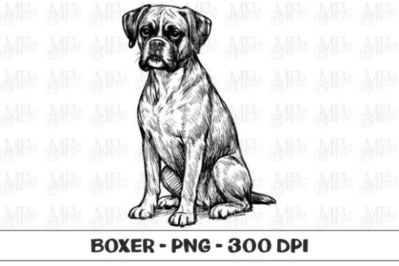 Boxer Dog Sketch PNG Design Guide