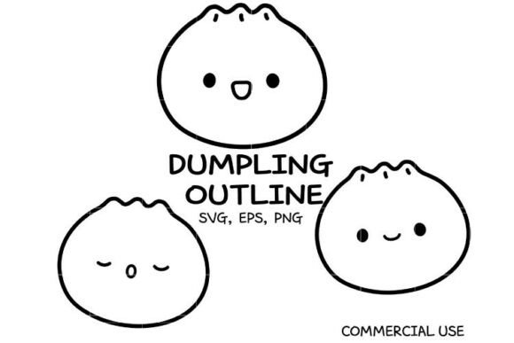 Bringing Charm to Your Projects with the Kawaii Dumpling Outline Clipart Bundle