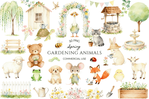 Creative Ways to Use Cute Watercolor Spring Gardening Animals in Your Projects
