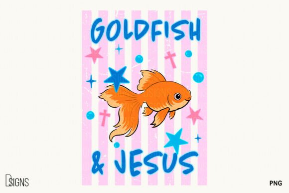 Cute Christian Goldfish Jesus PNG Design