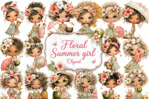 Cute Summer Girl Clipart for Creative Projects