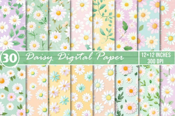 Daisy Digital Paper Daisy Background: Elevating Modern Design with High-Resolution Assets