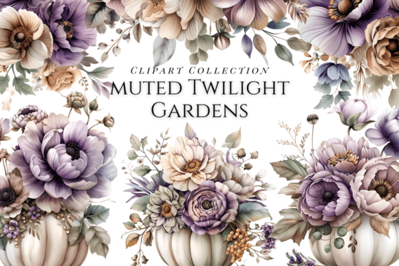 Embracing the Serenity of Watercolor Muted Twilight Fall Flowers in Digital Design