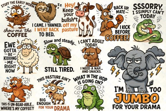 Funny Animal Quotes Sublimation PNG Guide