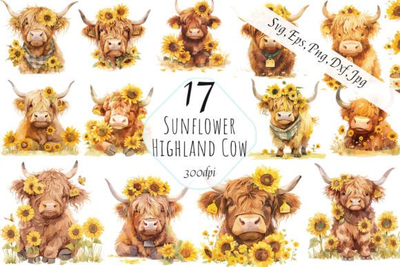 Highland Cow Sunflower Clipart Guide