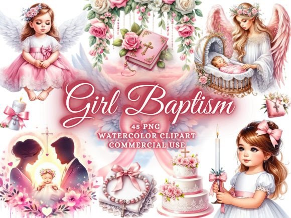 Integrating Baby Girl Baptism Clipart Christian PNG into Your Creative Workflow