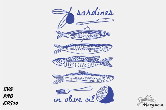 Integrating Coastal Summer Hand Drawn Sardines PNG into Your Creative Workflow