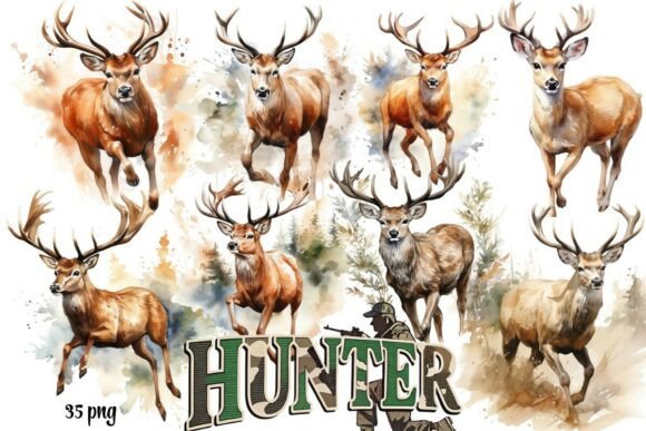 Integrating Watercolor Deer Clipart for Hunting into Professional Design Workflows