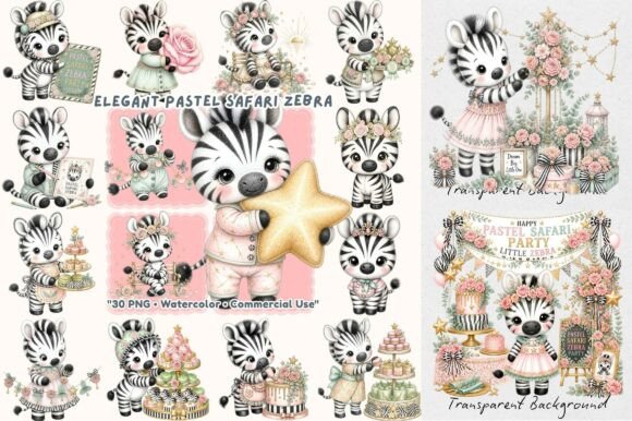 Pastel Safari Zebra Watercolor: Elevating Design with Whimsical Elegance