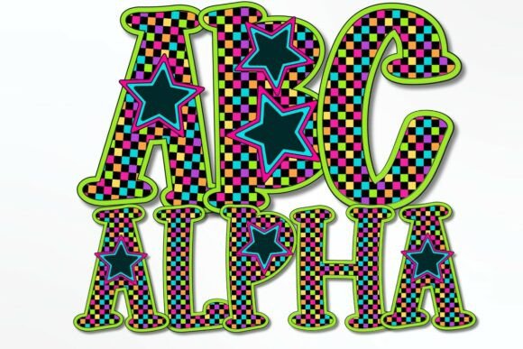 Revitalizing Brand Identity with the Retro Checkered Neon Star Alphabet PNG