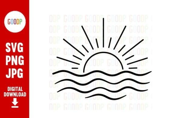 Sunset Ocean Waves Summer Sunrise SVG