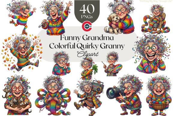 Unleashing Creativity with the Funny Grandma and Colorful Quirky Granny Clipart Bundle
