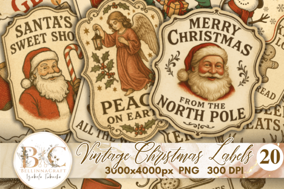 Vintage Christmas Labels Clipart PNG: Bringing Nostalgic Charm to Your Holiday Crafts