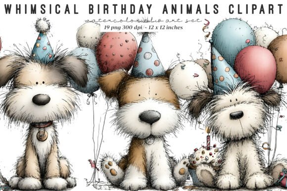Whimsical Birthday Animals Clipart