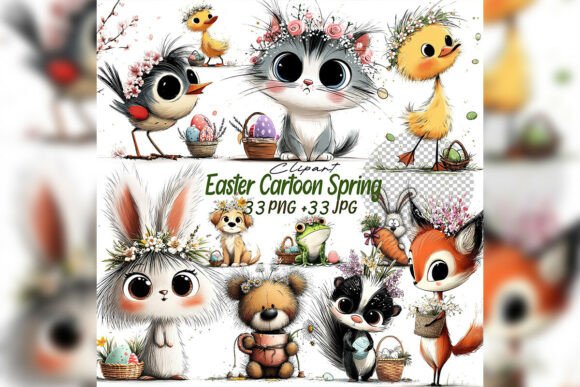 Whimsical Easter Watercolor Spring Anima: Elevating Seasonal Design with Hand-Painted Charm