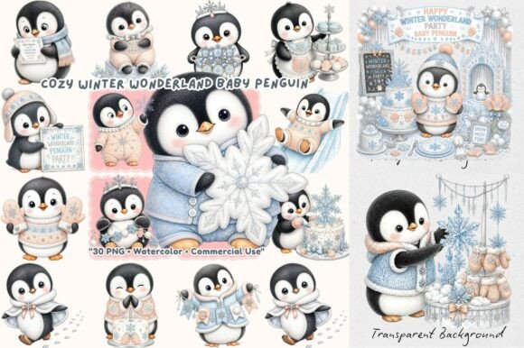 Winter Wonderland Baby Penguin PNG: Elevating Digital Creativity with Watercolor Charm