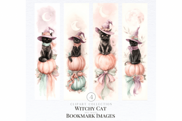 Witchy Cat Bookmark Clipart Guide
